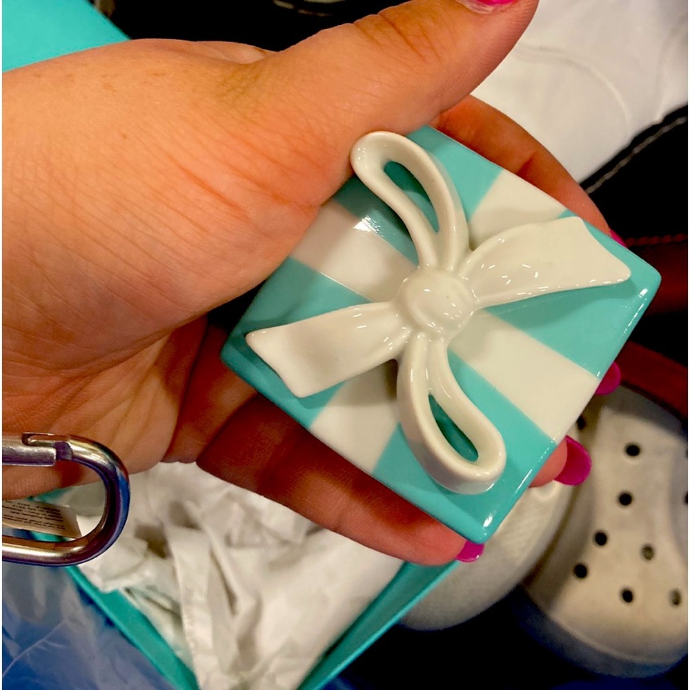TIFFANY&Co. Jewelry Box Couples Classic Blue Bow Mini Square Ceramic